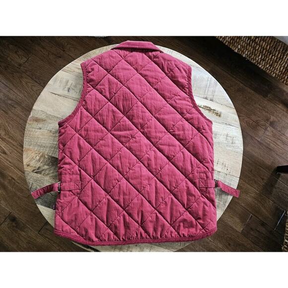 Woolrich Quilted Puffer Vest Women's Size M Crimson Red Plaid Outdoors Preppy - Picture 8 of 10